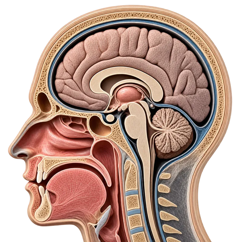 Sagittal multicompartment head model.