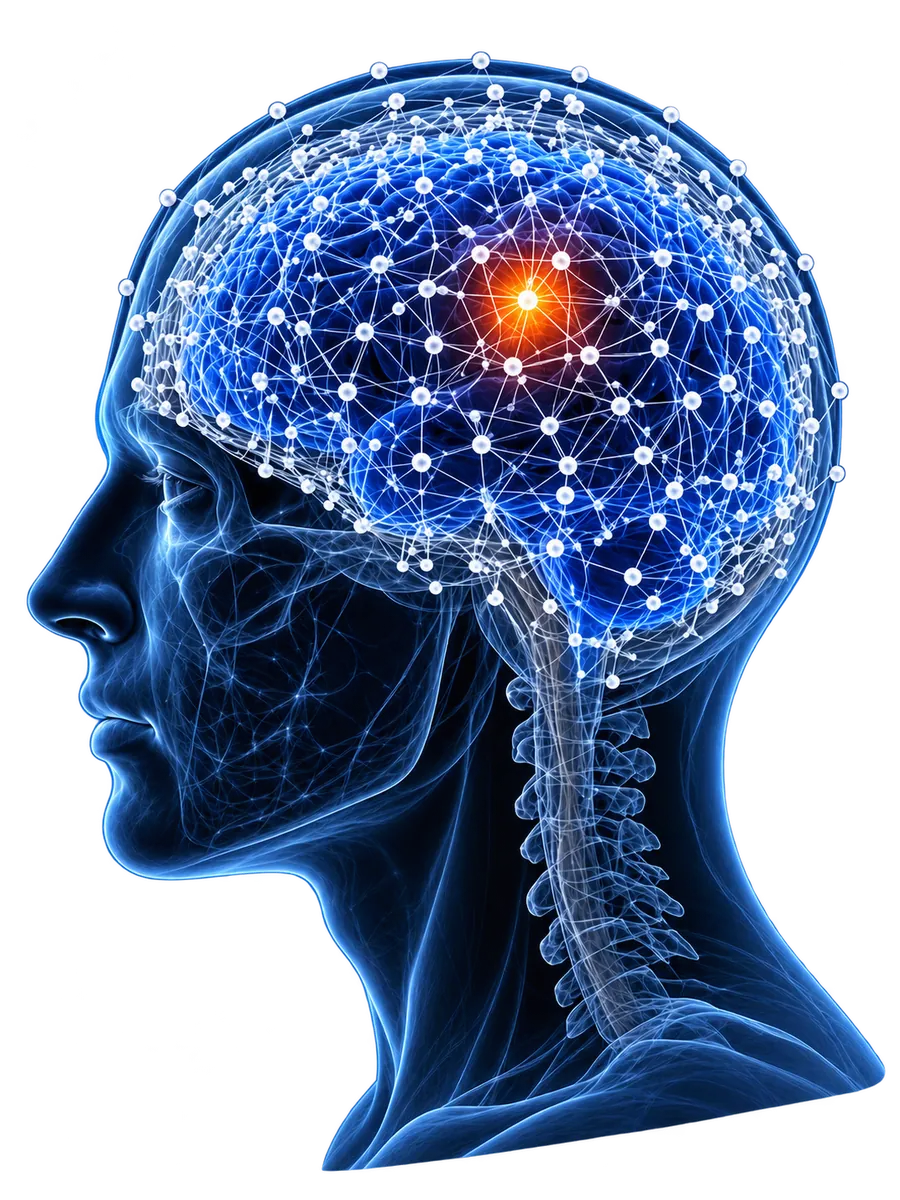 EEG electrode cap on the head model.