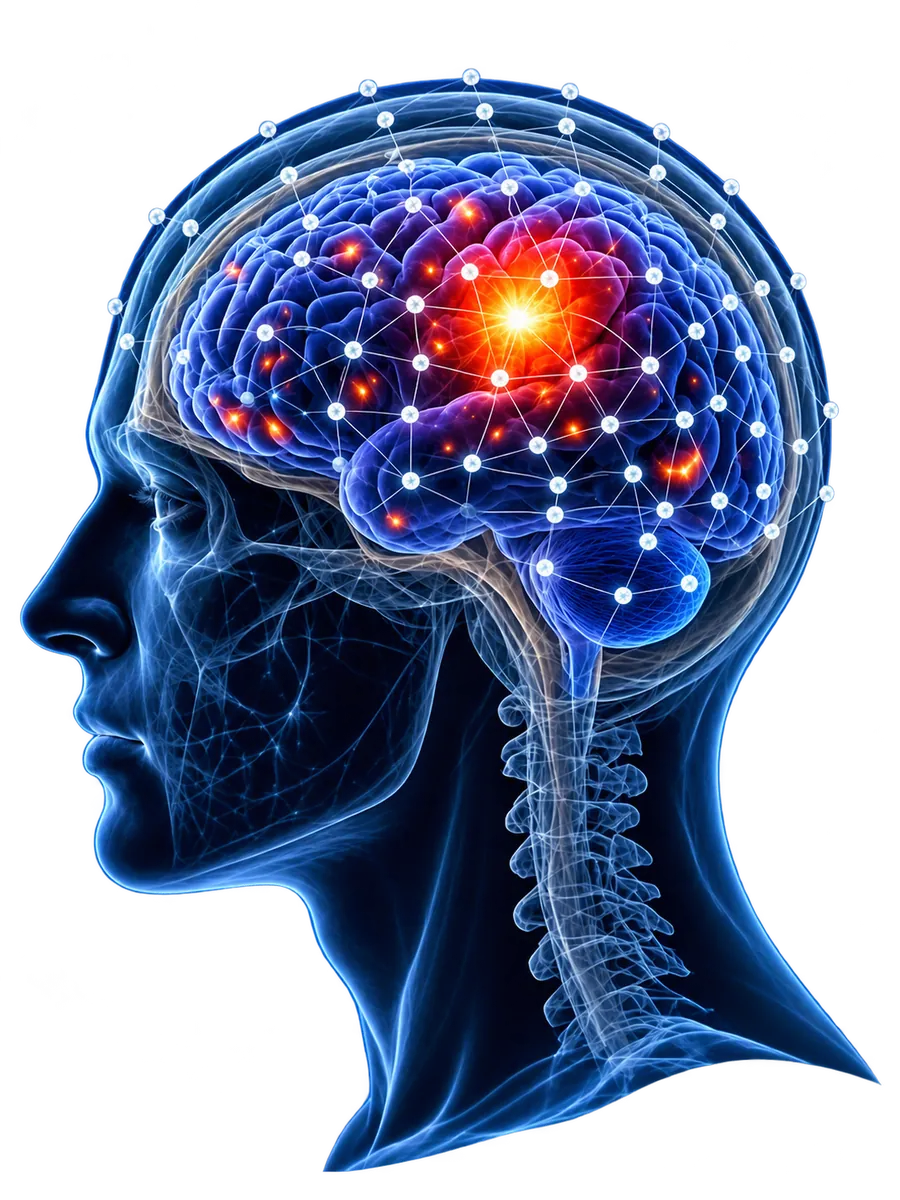 Localized neural source reconstruction inside the head.