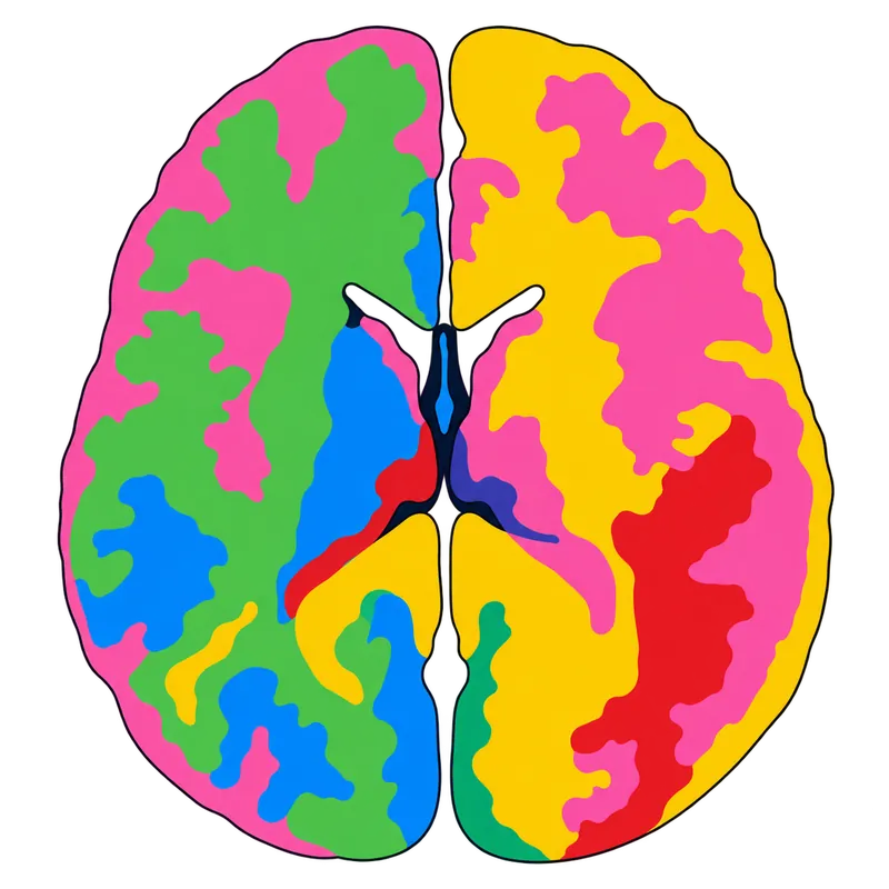 Color-coded tissue segmentation of a head model.